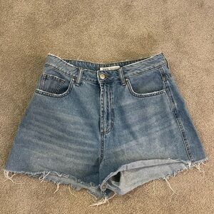 Zara Blue Jean Shorts High-Waisted Distressed
